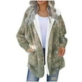 thumbnail image 1 of XPMWRP Women's Winter Sherpa Long Sleeved Warm Coats Fuzzy Fashionable Printed Coats Fleece Jacket Plus Size Warm Jacket Gold M, 1 of 5