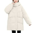 thumbnail image 1 of XPMWRP Women's Winter Thicken Puffer Solid Color Coat Warm Snow Quilted Jacket Casual Hooded Long Sleeve Fashionable Jacket White L, 1 of 7