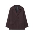 thumbnail image 1 of XPMWRP Women's Work Office Oversized Blazer Stretch Lapel Collar Long Sleeve Jacket Suit Business Casual Solid Color Button Coat Brown XS, 1 of 2