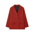thumbnail image 1 of XPMWRP Women's Work Office Oversized Blazer Stretch Lapel Collar Long Sleeve Jacket Suit Business Casual Solid Color Button Coat Red S, 1 of 2