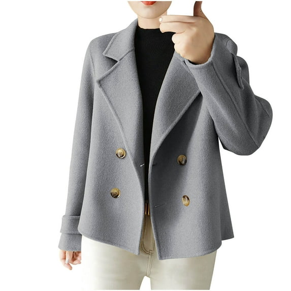 XPMWRP Women's Work Office Oversized Blazer Stretch Notched Lapel Long Sleeve Jacket Suit Business Casual Solid Color Button Coat Gray S