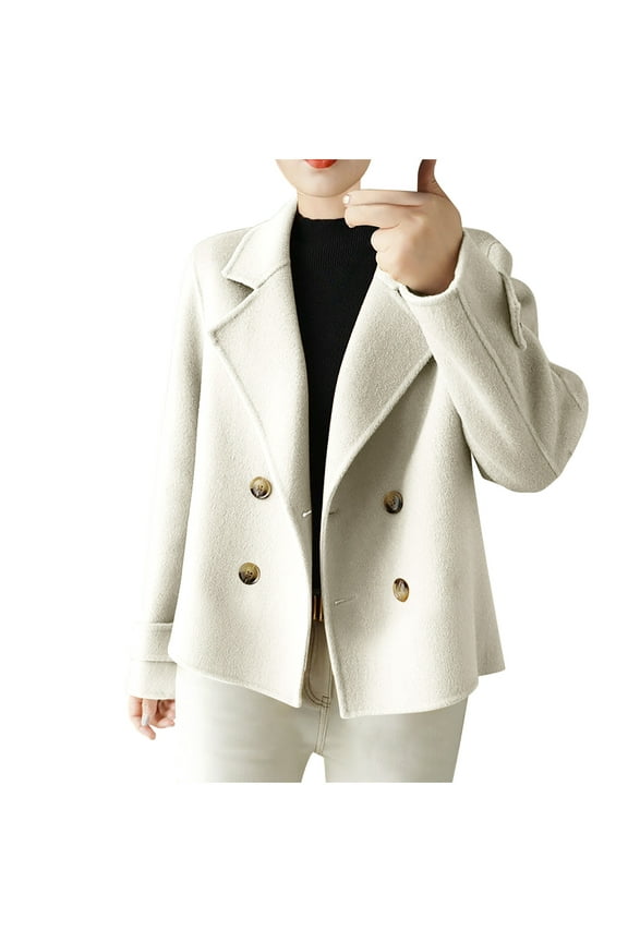 Women's Work Office Oversized Blazer Stretch Notched Lapel Long Sleeve Jacket Suit Business Casual Solid Color Button Coat White M