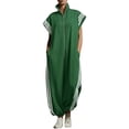 thumbnail image 1 of XPMWRP Women's Zipper Jumpsuit with Stripe Detail Casual Loose One-Piece Outfit with Pockets for Streetwear Green L, 1 of 6