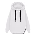 thumbnail image 1 of XPMWRP Women's Zipper Slit Oversized Hoodies Sweatshirt Long Sleeve Solid Color Casual Pullover Fall Winter Warm Loose Sports Clothes White XXXXL, 1 of 4