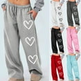 thumbnail image 1 of XPMWRP Womens Baggy Sweatpants Wide Leg High Waisted Running Pants Love Heart Graphic Drawstring Athletic Workout Joggers Red XL, 1 of 6