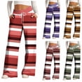 thumbnail image 1 of XPMWRP Womens Casual Striped Wide Leg Pants Elastic Waist Drawstring Loose Soft Fashionable Pants Fall Clothes Green S, 1 of 7