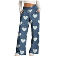 thumbnail image 1 of XPMWRP Womens Elastic High Waisted Drawstring Palazzo Pant Casual Wide Leg Long Loose Pant Trousers with Pockets Navy XL, 1 of 6