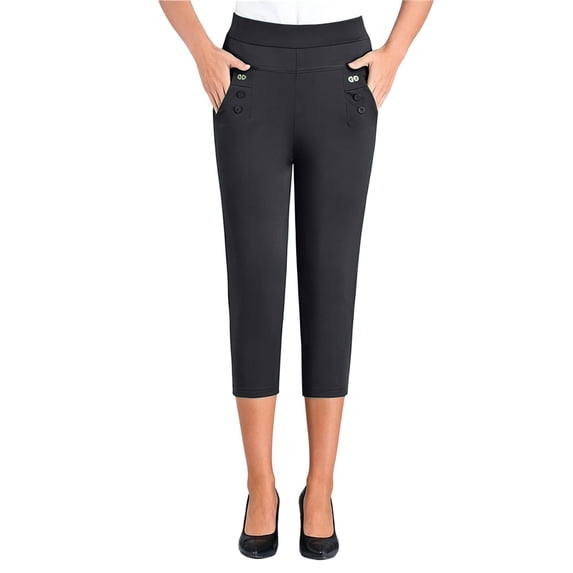 XPMWRP Womens High Waisted Skinny Ankle Pants with Decorative Pockets Casual Stretch Trousers for Office Daily Wear Black XL