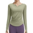 thumbnail image 1 of XPMWRP Womens Long Sleeve Workout Tops Thumb Hole Athletic Breathable Shirts Stretch Comfy Tee Yoga Running Training Tops for Ladies Green XXL, 1 of 6