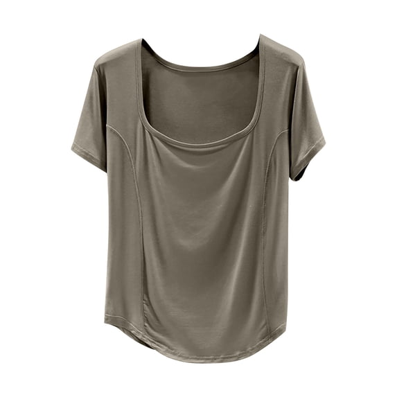 XPMWRP Womens Soft Modal Tops Short Sleeve U-Neck T Shirt Basic Solid Color Tshirts Summer Casual Tops Lounge Tees Gray XXL