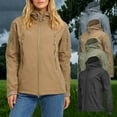 thumbnail image 1 of XPMWRP Womens Soft Shell Waterproof Jacket Solid Color Zippered Casual Hooded Coat Wind Resistant Outdoor Hiking Jackets With Pocket Black S, 1 of 4