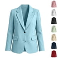 thumbnail image 1 of XPMWRP Womens Two Button Notched Lapel Blazer Long Sleeve Tailored Formal Casual Office Jacket With Flap Pockets White XL, 1 of 5