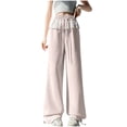 thumbnail image 1 of XPMWRP Womens Wide Leg Sweatpants with Lace Trim High Waisted Baggy Lounge Pants Casual Drawstring Athletic Joggers Trousers Pink L, 1 of 8