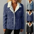 thumbnail image 1 of XPMWRP Womens Winter Fleece Lined Coat Button Down Turndown Collar Jacket Faux Fur Thickened Thermal Denim Outer with Pockets Blue XS, 1 of 7