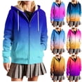thumbnail image 1 of XPMWRP Womens Zip Up Hoodies Fashion Casual Drawstring Jacket Long Sleeve Oversized Sweatshirts Gradient Color Streetwear Coat Pink L, 1 of 8