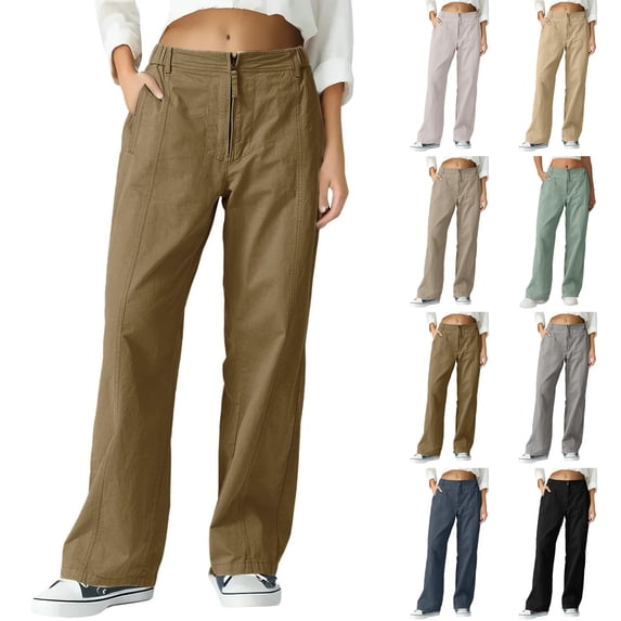 XPMWRP Work Pants Women High Waisted Business Casual Office Dress Pants Long Trousers with Pockets Fall Outfits Clothes Black M