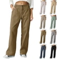 thumbnail image 1 of XPMWRP Work Pants Women High Waisted Business Casual Office Dress Pants Long Trousers with Pockets Fall Outfits Clothes Brown S, 1 of 7