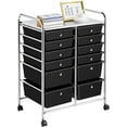 thumbnail image 1 of XPOPR 12 Drawers Rolling Storage Cart Multipurpose Movable Organizer Cart Storage Bin Trolley Tools Scrapbook Paper Organizer on Wheels, Black, 1 of 11