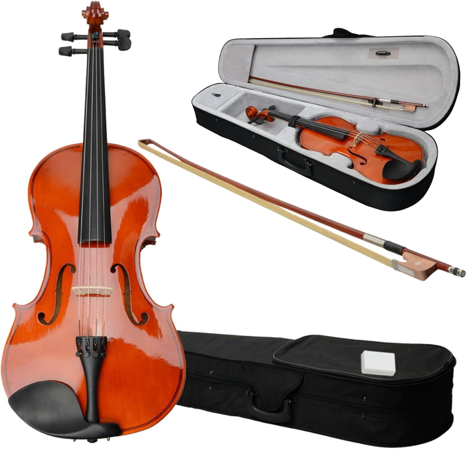 XPOPR 15-Inch Wooden Acoustic Viola set for Adults and Beginners, Solid ...