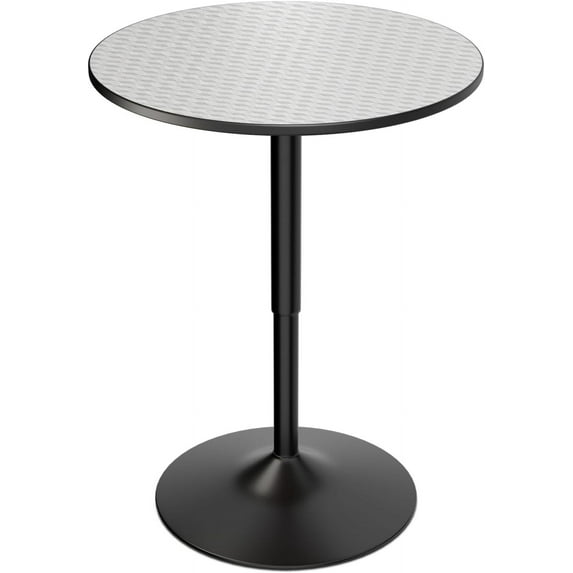 XPOPR 23.5'' Round Bar Table, Adjustable Range Wood Pub Table with Black Leg and Base for Living Room Dining Room Bar Cocktail Table Silver