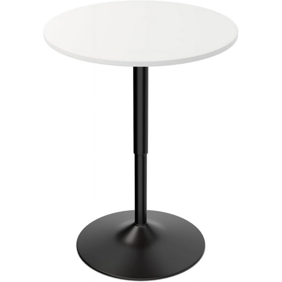 XPOPR 23.5'' Round Bar Table, Adjustable Range Wood Pub Table with Black Leg and Base for Living Room Dining Room Bar Cocktail Table White Black