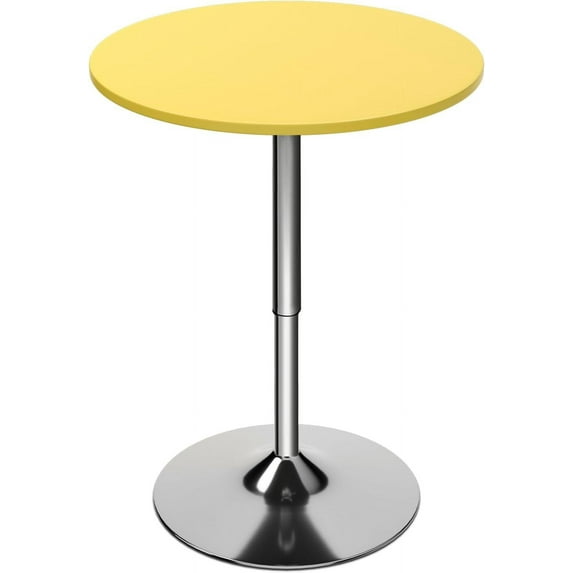 XPOPR 23.5'' Round Bar Table, Adjustable Range Wood Pub Table with Black Leg and Base for Living Room Dining Room Bar Cocktail Table Yellow