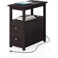 thumbnail image 1 of XPOPR 3-Tier Side Table Slim Sofa End Table with 2 Drawers and 1 Open Shelf Narrow Space for Living Room, Espresso Power (Outlets and USB Ports Included), 1 of 14