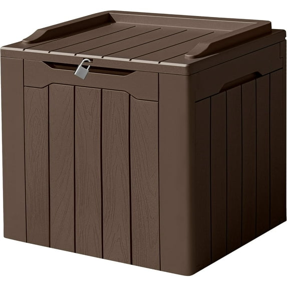 XPOPR 31 Gallon Waterproof Outdoor Storage Box Resin Deck Box Lockable and UV Resistant for Patio Furniture,Garden Tools (Brown)