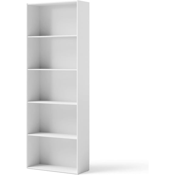 XPOPR  5-Tier Bookcase, 67” Tall Freestanding Bookshelf with 5 Open Shelves, Anti-Toppling Kits, Floor Display Storage Organizer for Living Room, Study, Kitchen, Home & Office (White, 67" H)