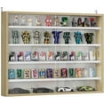 thumbnail image 1 of XPOPR 5-Tier Display Cabinet, Glass Door Cabinet with Adjustable Shelves, Wall-Mounted Display Case for Playroom, Bedroom, Oak and White, 1 of 9