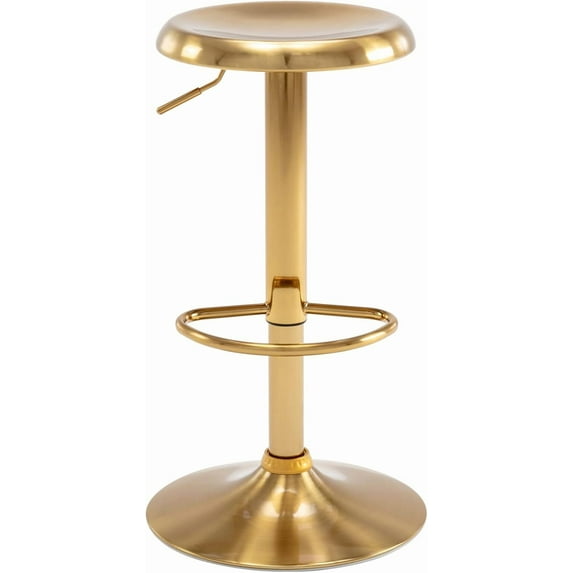 XPOPR Adjustable Bar Stool, Swivel Round Metal Airlift Barstool, Backless Counter Height Bar Chair for Kitchen Dining Room Pub Cafe, 1 pc (Gold)