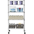 thumbnail image 1 of XPOPR Adjustable Metal Storage Rack with Wheels Mesh Shelving Unit Heavy Duty Storage Shelving Unit Chrome 14"D x 30"W x 60"H, 1 of 9