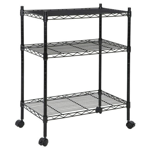 XPOPR Adjustable Storage Shelf Wire Shelving Unit Metal Shelves Standing Closet Bathroom Organizers Pantry Kitchen Garage Laundry Room Organization Home Rack 3Tier with wheels