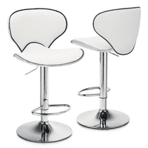 XPOPR Bar Stools Set of 2 Adjustable Counter Height PU Leather Modern Swivel Barstools w/Back and Footrest Kitchen Counter Chairs Ivory