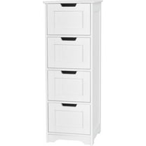XPOPR Bathroom Floor Cabinet with 4 Drawers, 12 x 12 x 32 Inch, Freestanding Storage for Bath Living Room, Wooden Bathroom Cabinet for Home Office (White)