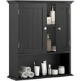 thumbnail image 1 of XPOPR  Bathroom Wall Cabinet, Wooden Hanging Storage Cabinet with Doors & Shelves, Multipurpose Storage Cabinet for Restroom Kitchen Living Room, Wall Mounted Bathroom Medicine Cabinet. Black, 1 of 9