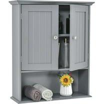 XPOPR  Bathroom Wall Cabinet, Wooden Hanging Storage Cabinet with Doors & Shelves, Multipurpose Storage Cabinet for Restroom Kitchen Living Room, Wall Mounted Bathroom Medicine Cabinet. Grey