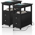 thumbnail image 1 of XPOPR  Bedside Table Set of 2, End Table Black for Living Room, Side Tables with Charging Station, Nightstand with 2 USB Ports and 2 Power Outlets, Wooden Small End Table(Black), 1 of 16