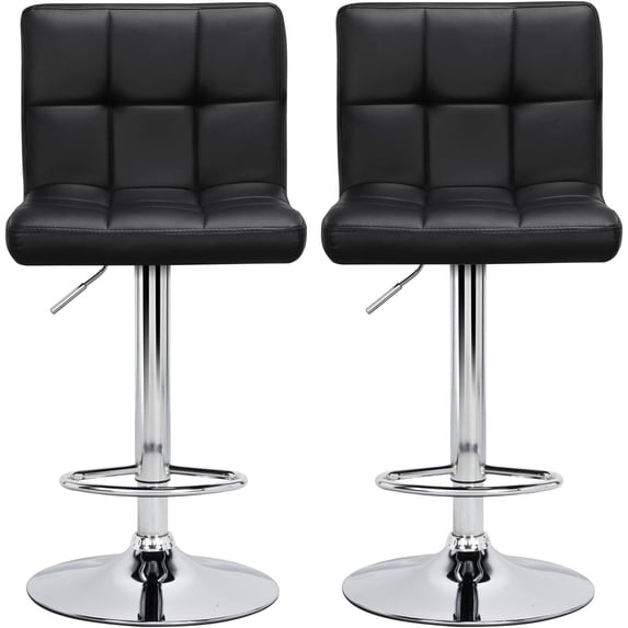 XPOPR Black Bar Stools, Adjustable Modern Barstools, Swivel PU Leather Stool Chair with Back, Kitchen Island Counter Height Swivel Stools, Black