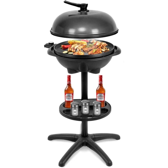 XPOPR Electric Grill Indoor Outdoor, Non-stick Grill Griddle Plate, 3 Cooking Zones, Temperature Control, Drip Tray, 1350W 200sq.in BBQ Grill for Balcony Apartments Backyard Party Camping (Black)