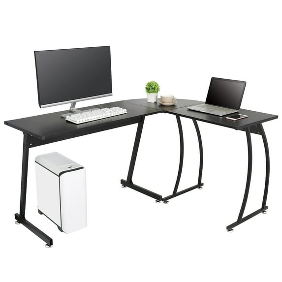 XPOPR Gaming Desk, Corner Computer Desk, Sturdy Home Office Computer Table, Writing Desk, Larger Gaming Desk Workstation, Black Curved