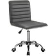 thumbnail image 1 of XPOPR Mid Back Task Chair, Low Back Leather Swivel Office Chair, Vanity Chair for Makeup Room, Computer Desk Chair Retro with Armless Ribbed (Grey), 1 of 8