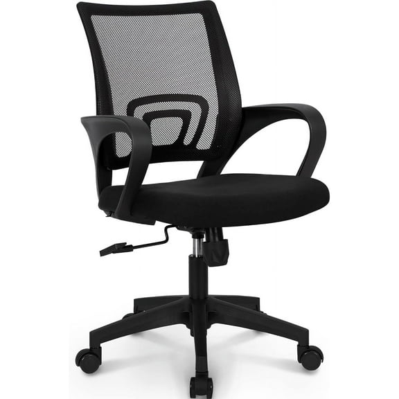 XPOPR  Office Desk Computer Chair Ergonomic Mesh Gaming Mid Back Seat with Comfy Lumbar Support Adjustable Height Swivel for Home Task (Black)