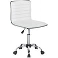 thumbnail image 1 of XPOPR PU Leather Low Back Armless Desk Chair Ribbed Armless Swivel Task Chair Office Chair Wheels White, 1 of 11