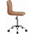thumbnail image 1 of XPOPR PU Leather Low Back Armless Desk Chair Ribbed Swivel Task Chair Office Computer Chair with Wheels, Retro Brown, 1 of 9