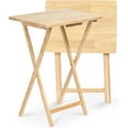 thumbnail image 1 of XPOPR Rectangle Folding Portable TV Snack Serving Tray Table, Solid Wood Construction with Natural Finish, Natural, 2 Piece Set, 1 of 6