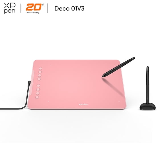 XPPen 10"x6.25" Drawing Tablet, XP Deco Graphic Tablet with Pen, 16384-Levels Pressure/60 Tilt Function/8 Shortcut Keys, Digital Art Tablet & Stylus Stand for Phone/Computer OSU/Digital Painting