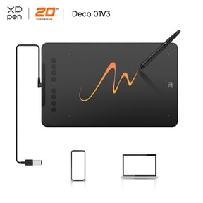XPPen Latest 10"x6.25" Drawing Tablet, XP Deco Graphic Tablet with Pen, 16384 Levels Pressure/60° Tilt Function/8 Shortcut Keys, Digital Drawing Pad Art Tablet for Phone/Computer OSU/Digital Painting