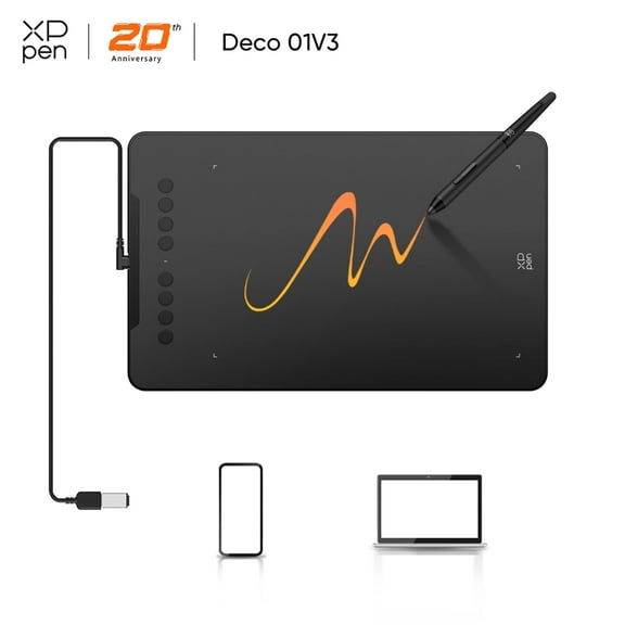 XPPen Latest 10"x6.25" Drawing Tablet, XP Deco Graphic Tablet with Pen, 16384 Levels Pressure/60° Tilt Function/8 Shortcut Keys, Digital Drawing Pad Art Tablet for Phone/Computer OSU/Digital Painting