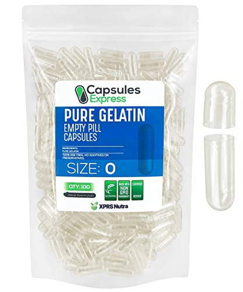 XPRS Nutra Size 0 .. Empty Capsules 100 .. Count Clear Empty Gelatin